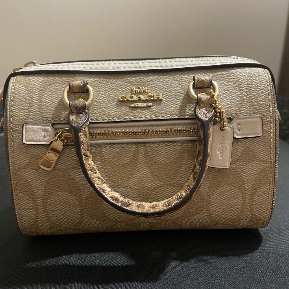 Coach Gold and Tan Satchel